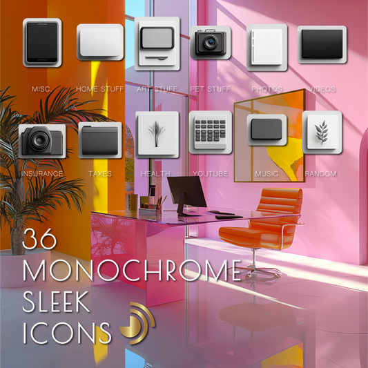 36 Monochrome Sheek Icons