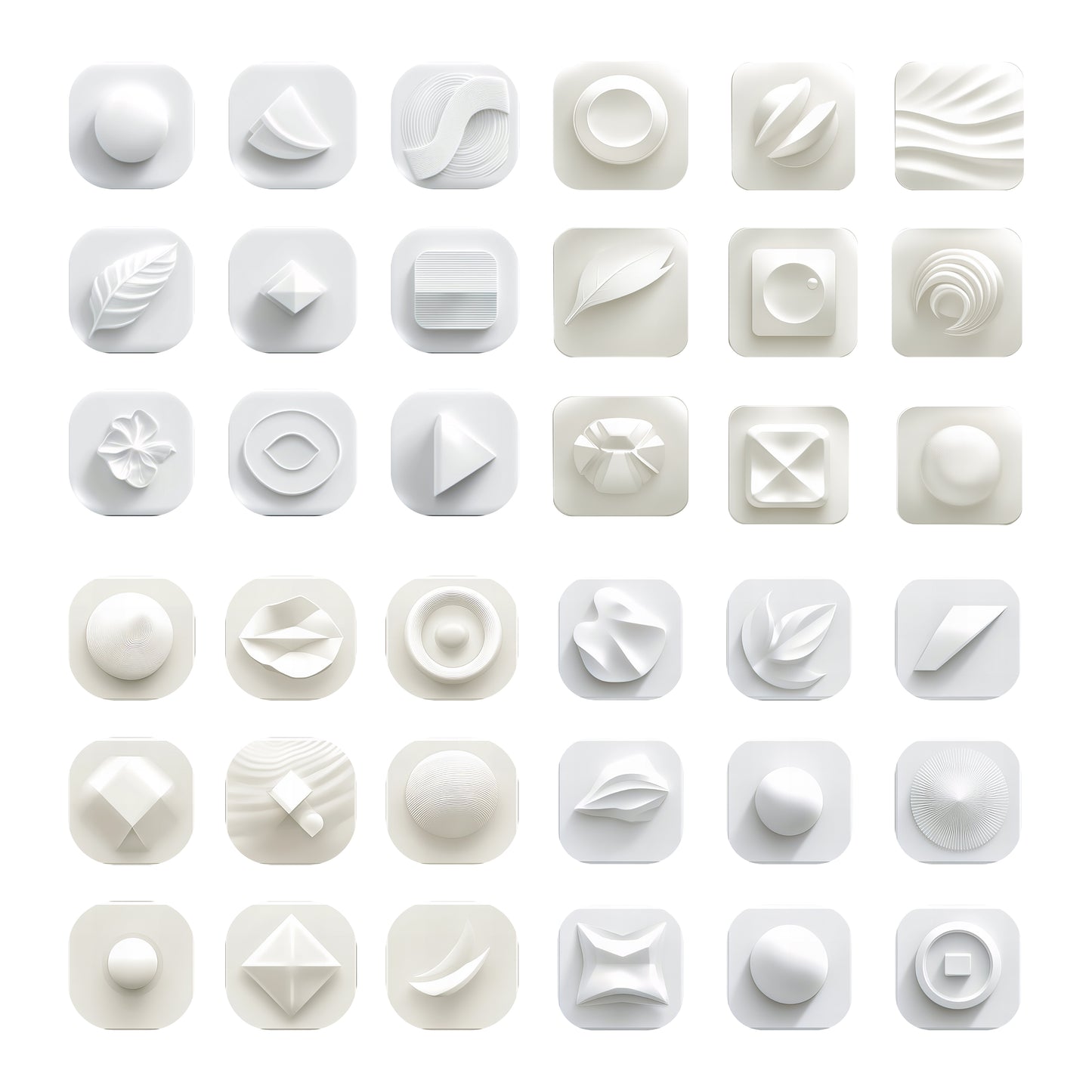 36 White Sleek Modern Icons