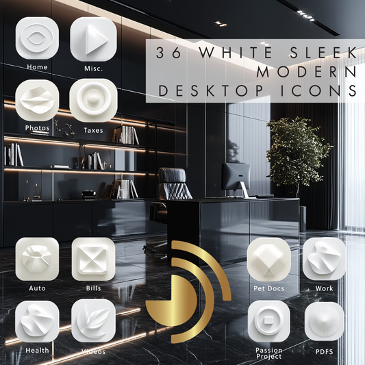 36 White Sleek Modern Icons